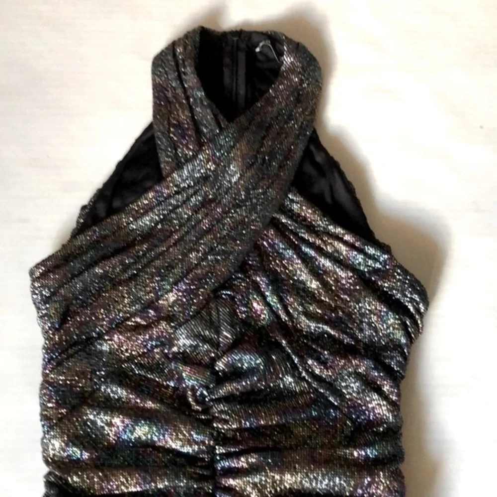 ZARA Metallic Draped Mini Dress/NWT - Picture 6 of 15